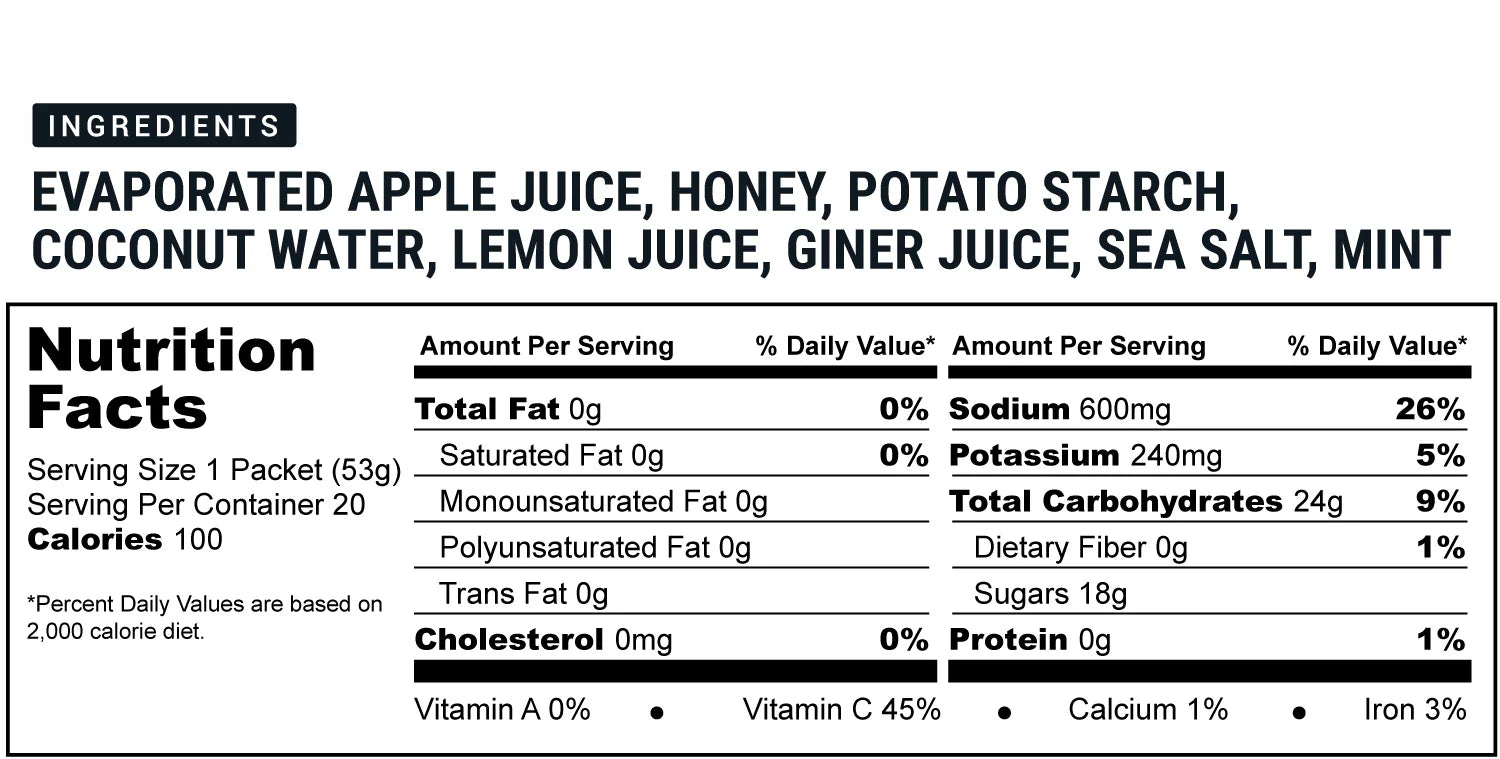 Apple Ginger Hydration, Energy & Electrolytes Drink Mix 100 Kcal-Electroride