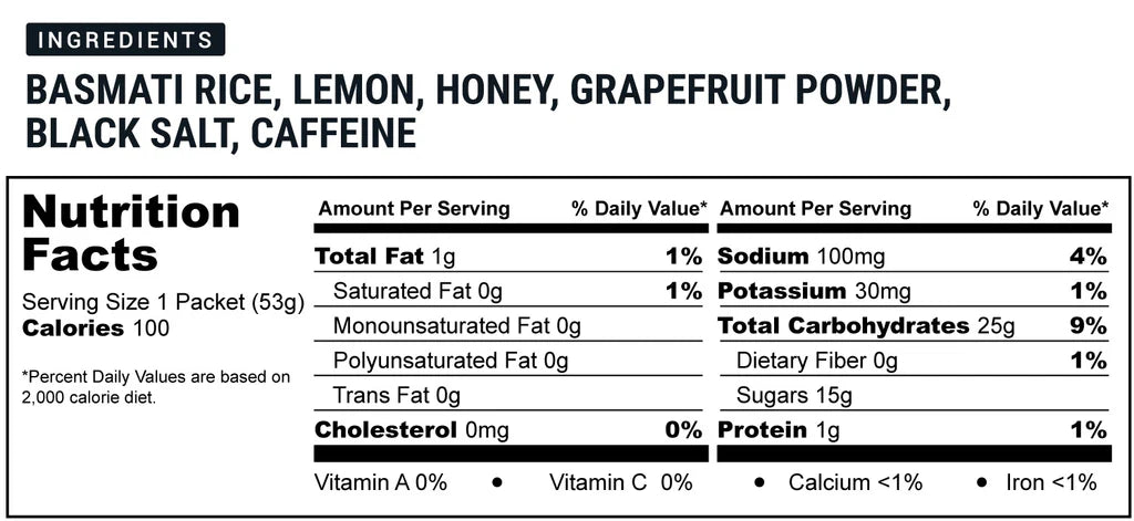 Lemon Power Snack with 113 mg of Caffeine 100 Kcal